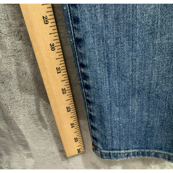 Eddie Bauer Jeans Womens 18T 18 Tall Medium Blue Distressed Straight Button Fly - Picture 13 of 14